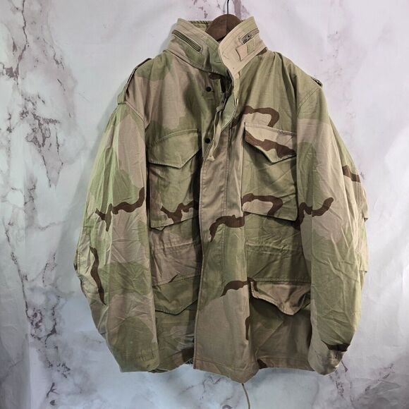 Vintage Desert Camo Jacket Mens Large Regular Coat Cold Weather Field Class 4 - Picture 1 of 11
